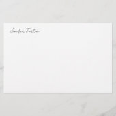 Calligrafie Elegant Black & White Plain Simple Briefpapier (Voorkant)