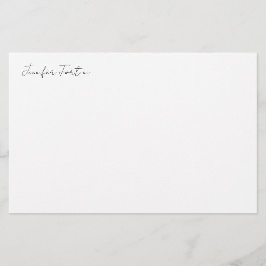 Calligrafie Elegant Black & White Plain Simple Briefpapier (Voorkant)