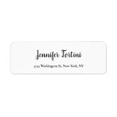 Calligrafie Elegant Black & White Plain Simple Etiket (Voorkant)
