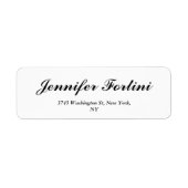 Calligrafie Elegant Black & White Plain Simple Etiket (Voorkant)