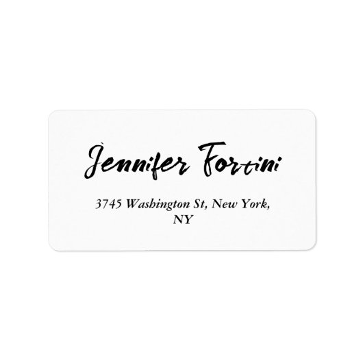 Calligrafie Elegant Black & White Plain Simple Etiket (Voorkant)