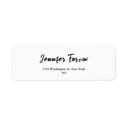 Calligrafie Elegant Black & White Plain Simple Etiket (Voorkant)