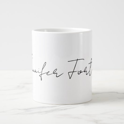 Calligrafie Elegant Black & White Plain Simple Grote Koffiekop (Voorkant)