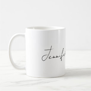 Calligrafie Elegant Black & White Plain Simple Koffiemok