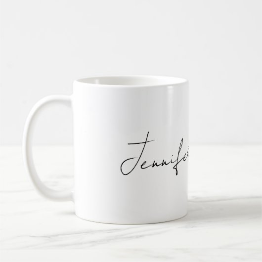Calligrafie Elegant Black & White Plain Simple Koffiemok (Links)