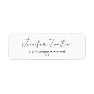 Calligrafie Elegant Black & White Plain Simple Lab Etiket