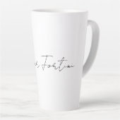 Calligrafie Elegant Black & White Plain Simple Latte Mok (Rechterhoek)