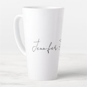 Calligrafie Elegant Black & White Plain Simple Latte Mok (Linkerhoek)