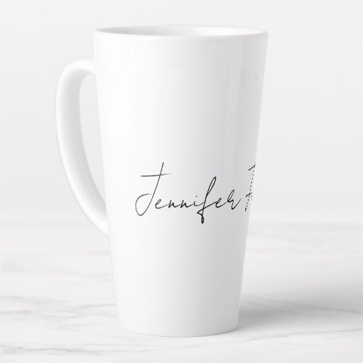 Calligrafie Elegant Black & White Plain Simple Latte Mok (Linkerhoek)