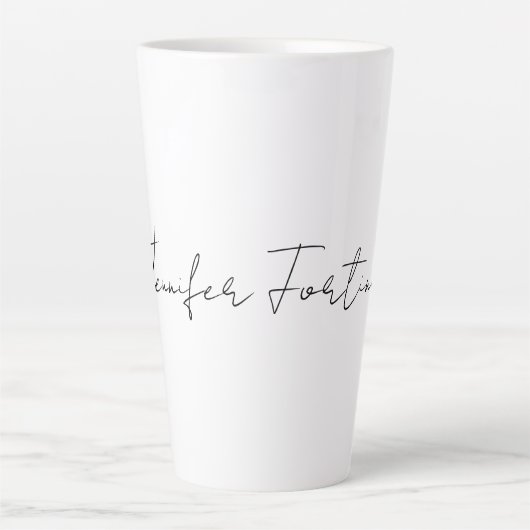 Calligrafie Elegant Black & White Plain Simple Latte Mok (Voorkant)