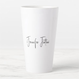 Calligrafie Elegant Black & White Plain Simple Latte Mok