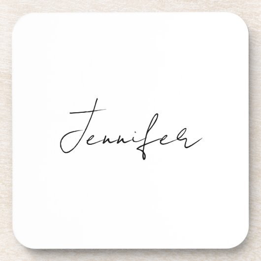 Calligrafie Elegant Black White Plain Simple Name Bier Onderzetter (Voorkant)