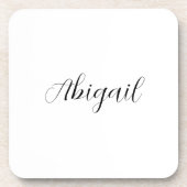 Calligrafie Elegant Black White Plain Simple Name Bier Onderzetter (Voorkant)