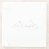 Calligrafie Elegant Black White Plain Simple Name Glazen Onderzetter (Achterkant)