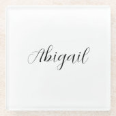 Calligrafie Elegant Black White Plain Simple Name Glazen Onderzetter (Voorkant)