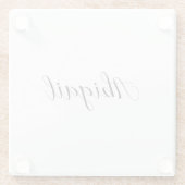 Calligrafie Elegant Black White Plain Simple Name Glazen Onderzetter (Achterkant)