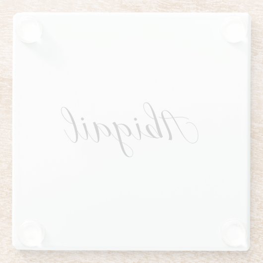 Calligrafie Elegant Black White Plain Simple Name Glazen Onderzetter (Achterkant)