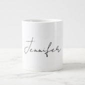 Calligrafie Elegant Black White Plain Simple Name Grote Koffiekop (Voorkant)