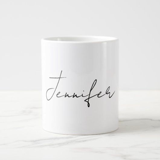 Calligrafie Elegant Black White Plain Simple Name Grote Koffiekop (Voorkant)