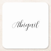 Calligrafie Elegant Black White Plain Simple Name Kartonnen Onderzetters (Voorkant)