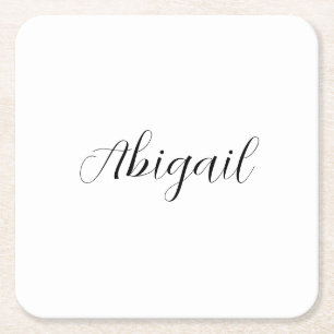 Calligrafie Elegant Black White Plain Simple Name Kartonnen Onderzetters