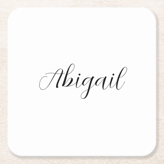 Calligrafie Elegant Black White Plain Simple Name Kartonnen Onderzetters (Voorkant)
