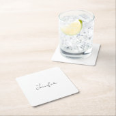 Calligrafie Elegant Black White Plain Simple Name Kartonnen Onderzetters (Insitu)