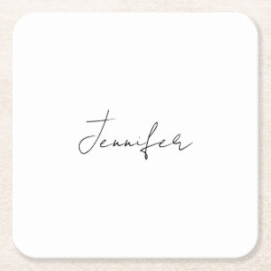 Calligrafie Elegant Black White Plain Simple Name Kartonnen Onderzetters