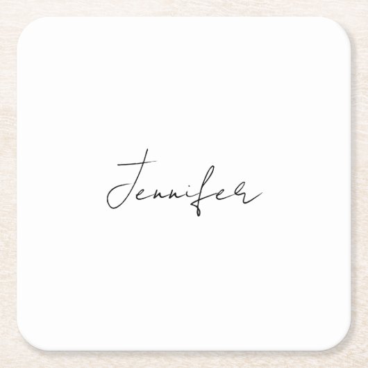 Calligrafie Elegant Black White Plain Simple Name Kartonnen Onderzetters (Voorkant)
