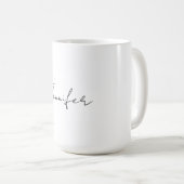 Calligrafie Elegant Black White Plain Simple Name Koffiemok (Voorkant rechts)