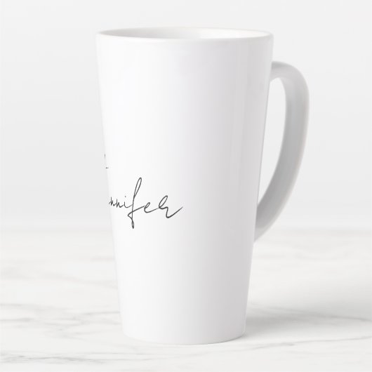 Calligrafie Elegant Black White Plain Simple Name Latte Mok (Rechterhoek)