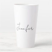 Calligrafie Elegant Black White Plain Simple Name Latte Mok (Voorkant)