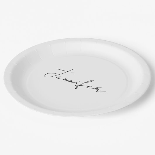 Calligrafie Elegant Black White Plain Simple Name Papieren Bordje (Gekanteld)