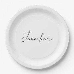 Calligrafie Elegant Black White Plain Simple Name Papieren Bordje