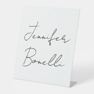 Calligrafie Elegant Black White Plain Simple Name Reclamebord Met Voetstuk