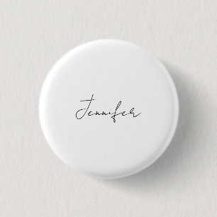 Calligrafie Elegant Black White Plain Simple Name Ronde Button 3,2 Cm