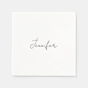 Calligrafie Elegant Black White Plain Simple Name Servet
