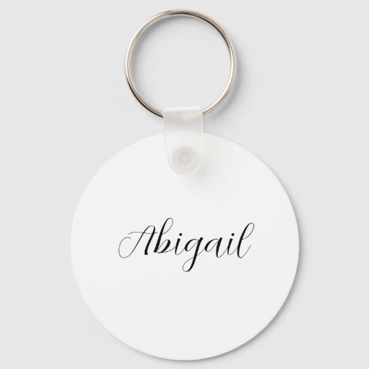 Calligrafie Elegant Black White Plain Simple Name Sleutelhanger (Voorkant)