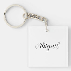 Calligrafie Elegant Black White Plain Simple Name Sleutelhanger