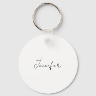 Calligrafie Elegant Black White Plain Simple Name Sleutelhanger