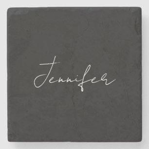 Calligrafie Elegant Black White Plain Simple Name Stenen Onderzetter