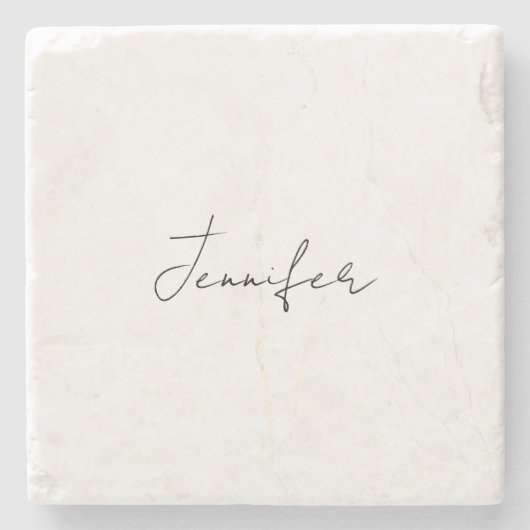 Calligrafie Elegant Black White Plain Simple Name Stenen Onderzetter (Voorkant)