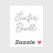 Calligrafie Elegant Black White Plain Simple Name Sticker (Vel)