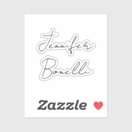 Calligrafie Elegant Black White Plain Simple Name Sticker