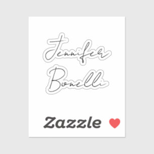 Calligrafie Elegant Black White Plain Simple Name Sticker
