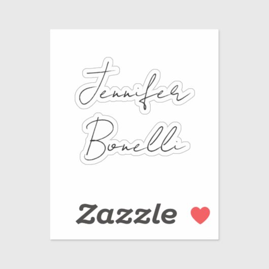 Calligrafie Elegant Black White Plain Simple Name Sticker (Vel)