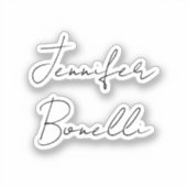 Calligrafie Elegant Black White Plain Simple Name Sticker (Voorkant)