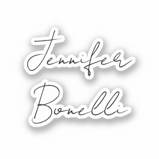 Calligrafie Elegant Black White Plain Simple Name Sticker (Voorkant)