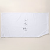 Calligrafie Elegant Black White Plain Simple Name Strandlaken (Voorkant)