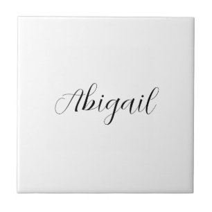Calligrafie Elegant Black White Plain Simple Name Tegeltje